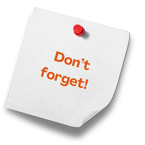 A vibrant sticky note reading "Don't forget" set on a black background,